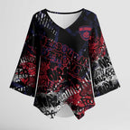 Melbourne Demons Kimono Sleeve Blouse Urban Graffiti Street Art - Bold Abstract Spray Paint