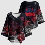 Melbourne Demons Kimono Sleeve Blouse Urban Graffiti Street Art - Bold Abstract Spray Paint