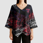 Melbourne Demons Kimono Sleeve Blouse Urban Graffiti Street Art - Bold Abstract Spray Paint
