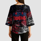 Melbourne Demons Kimono Sleeve Blouse Urban Graffiti Street Art - Bold Abstract Spray Paint