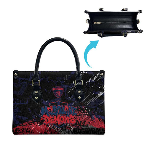 Melbourne Demons Leather Bag Urban Graffiti Street Art - Bold Abstract Spray Paint