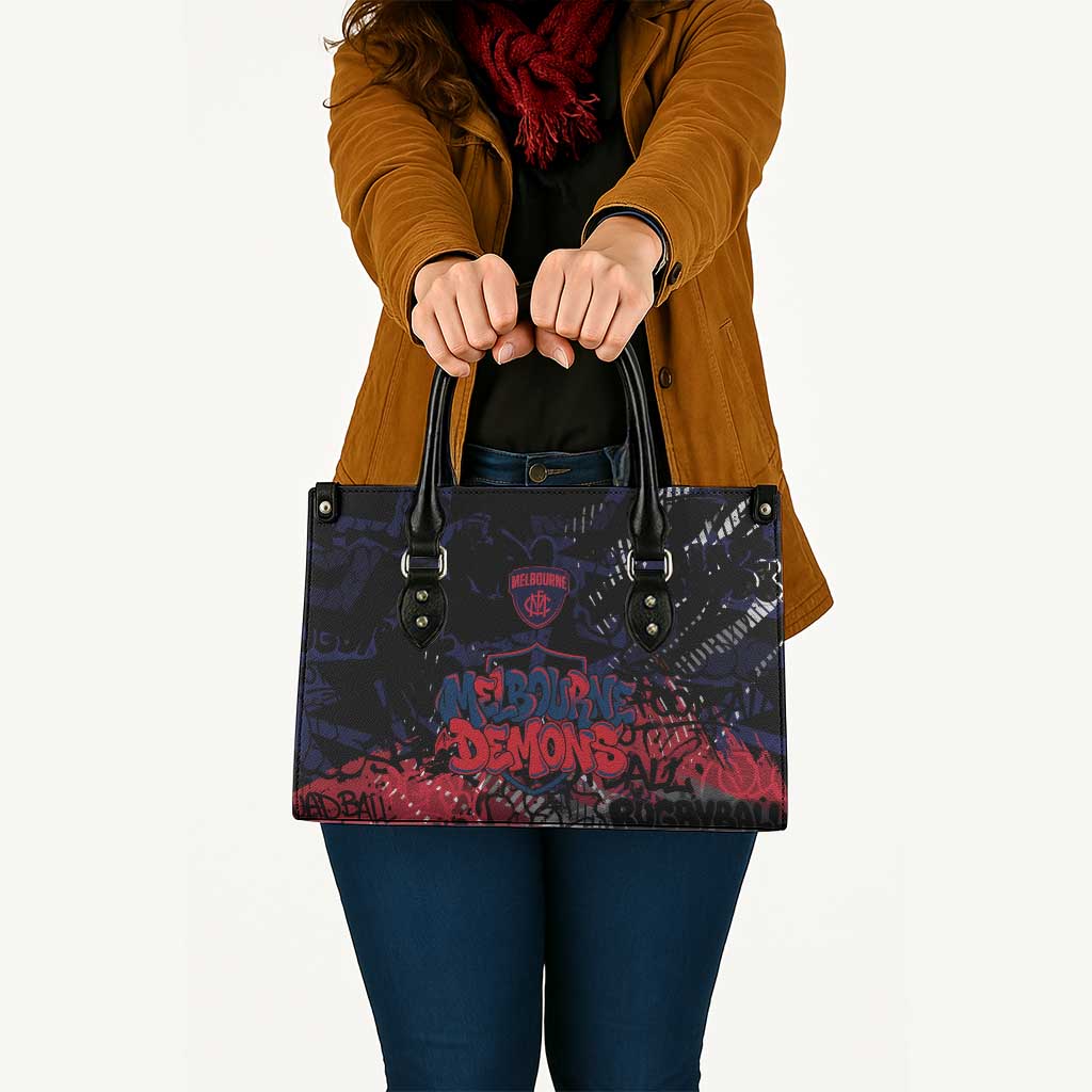 Melbourne Demons Leather Bag Urban Graffiti Street Art - Bold Abstract Spray Paint