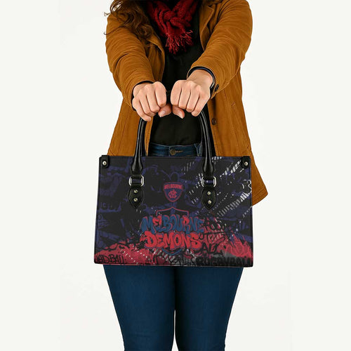 Melbourne Demons Leather Bag Urban Graffiti Street Art - Bold Abstract Spray Paint