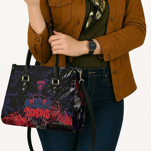Melbourne Demons Leather Bag Urban Graffiti Street Art - Bold Abstract Spray Paint