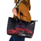 Melbourne Demons Leather Tote Bag Urban Graffiti Street Art - Bold Abstract Spray Paint
