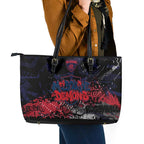 Melbourne Demons Leather Tote Bag Urban Graffiti Street Art - Bold Abstract Spray Paint