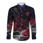 Melbourne Demons Long Sleeve Button Shirt Urban Graffiti Street Art - Bold Abstract Spray Paint