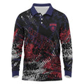 Melbourne Demons Long Sleeve Polo Shirt Urban Graffiti Street Art - Bold Abstract Spray Paint