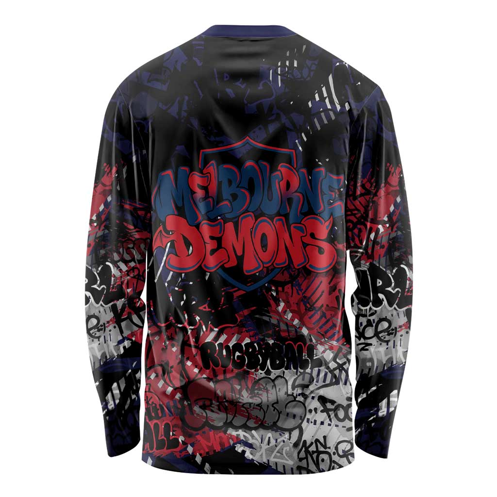 Melbourne Demons Long Sleeve Shirt Urban Graffiti Street Art - Bold Abstract Spray Paint