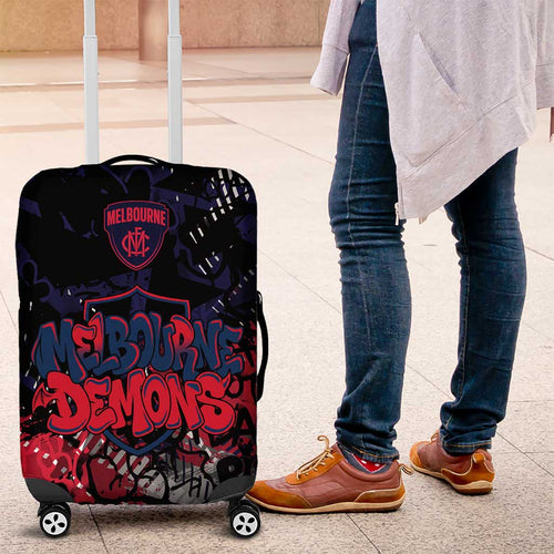 Melbourne Demons Luggage Cover Urban Graffiti Street Art - Bold Abstract Spray Paint