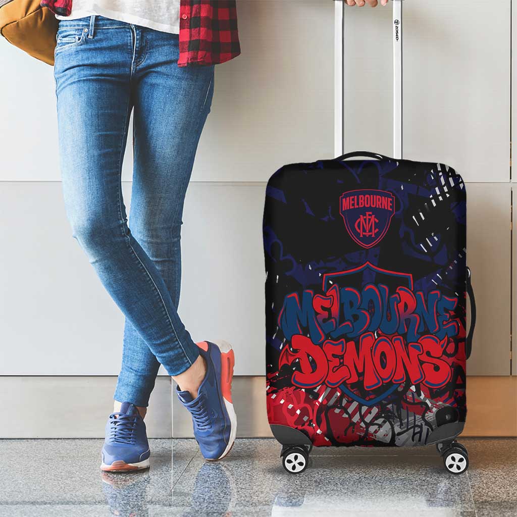 Melbourne Demons Luggage Cover Urban Graffiti Street Art - Bold Abstract Spray Paint