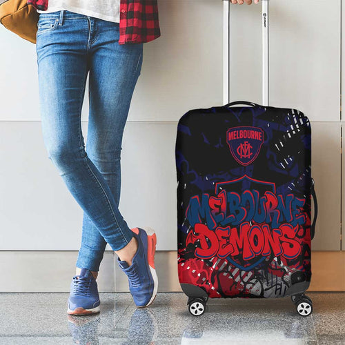 Melbourne Demons Luggage Cover Urban Graffiti Street Art - Bold Abstract Spray Paint