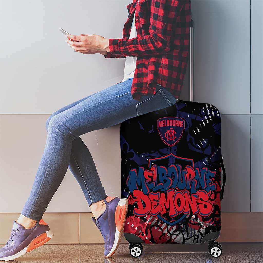 Melbourne Demons Luggage Cover Urban Graffiti Street Art - Bold Abstract Spray Paint