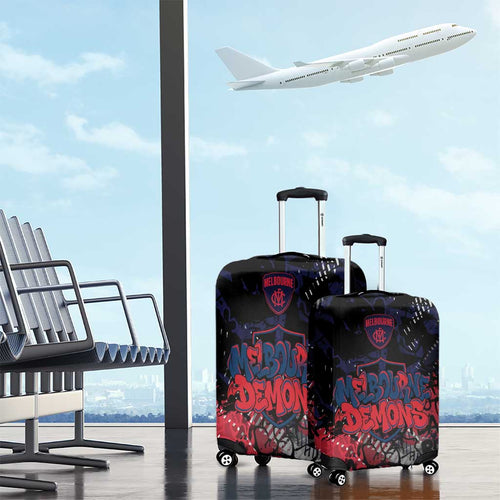 Melbourne Demons Luggage Cover Urban Graffiti Street Art - Bold Abstract Spray Paint