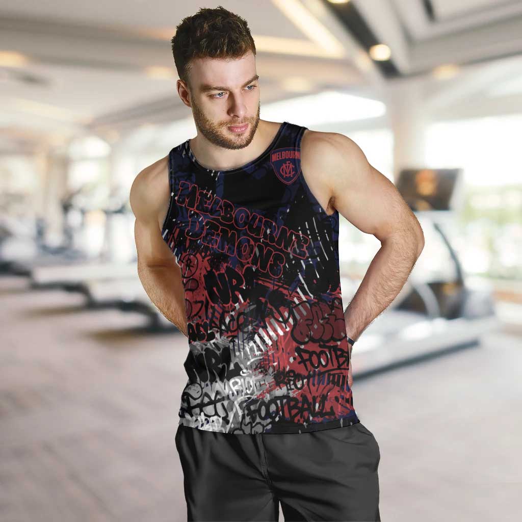 Melbourne Demons Men Tank Top Urban Graffiti Street Art - Bold Abstract Spray Paint