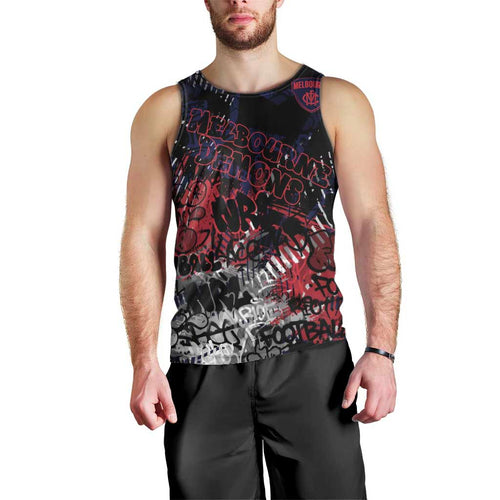 Melbourne Demons Men Tank Top Urban Graffiti Street Art - Bold Abstract Spray Paint