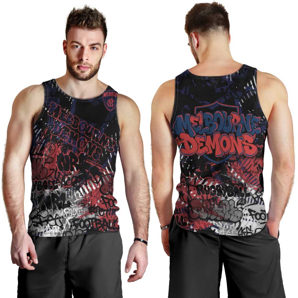 Melbourne Demons Men Tank Top Urban Graffiti Street Art - Bold Abstract Spray Paint