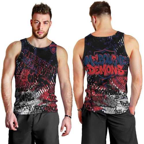 Melbourne Demons Men Tank Top Urban Graffiti Street Art - Bold Abstract Spray Paint