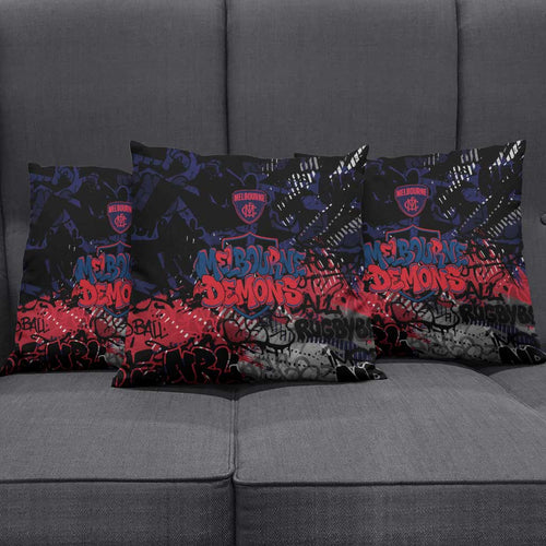 Melbourne Demons Pillow Cover Urban Graffiti Street Art - Bold Abstract Spray Paint