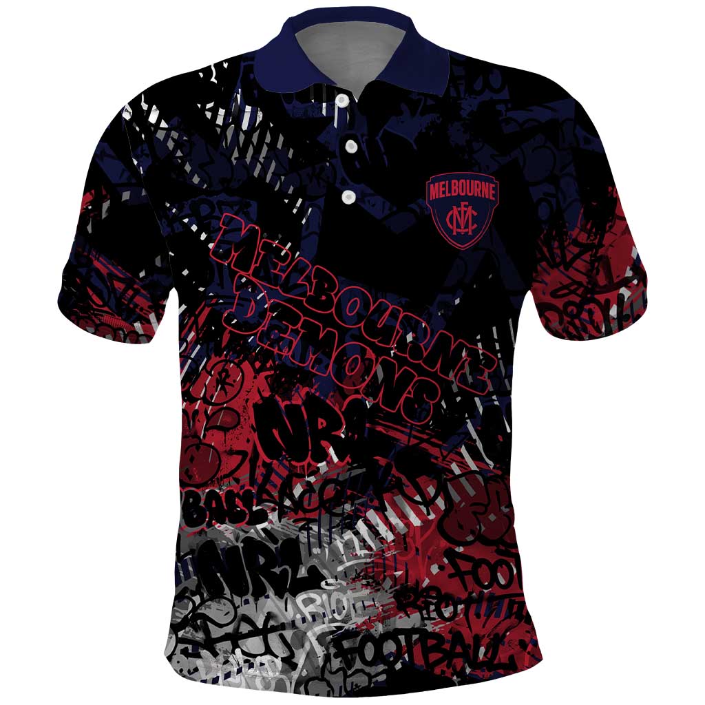 Melbourne Demons Polo Shirt Urban Graffiti Street Art - Bold Abstract Spray Paint