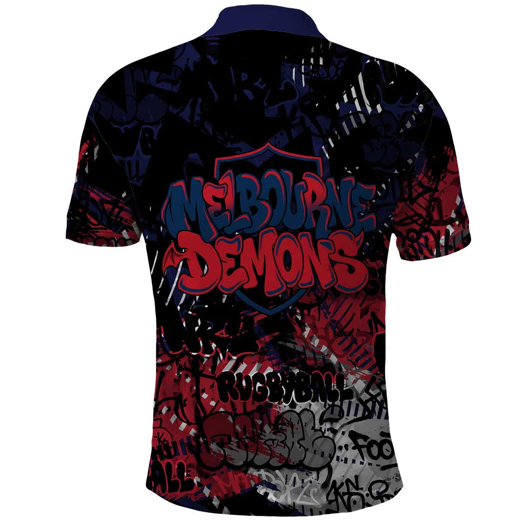 Melbourne Demons Polo Shirt Urban Graffiti Street Art - Bold Abstract Spray Paint