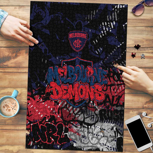 Melbourne Demons Puzzle Urban Graffiti Street Art - Bold Abstract Spray Paint
