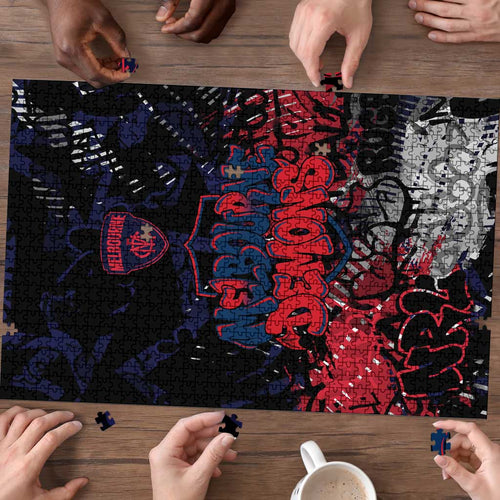Melbourne Demons Puzzle Urban Graffiti Street Art - Bold Abstract Spray Paint