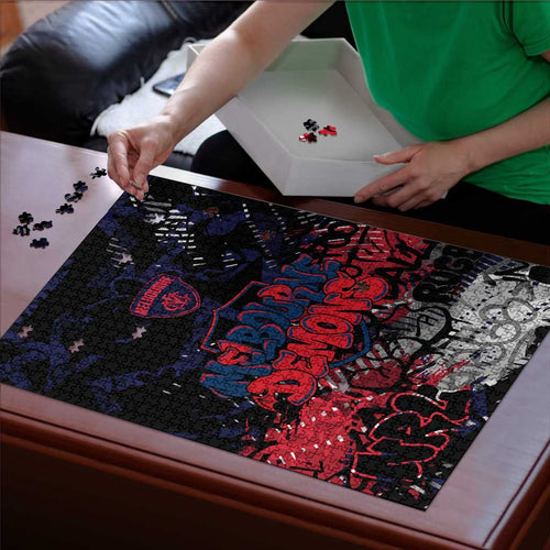 Melbourne Demons Puzzle Urban Graffiti Street Art - Bold Abstract Spray Paint