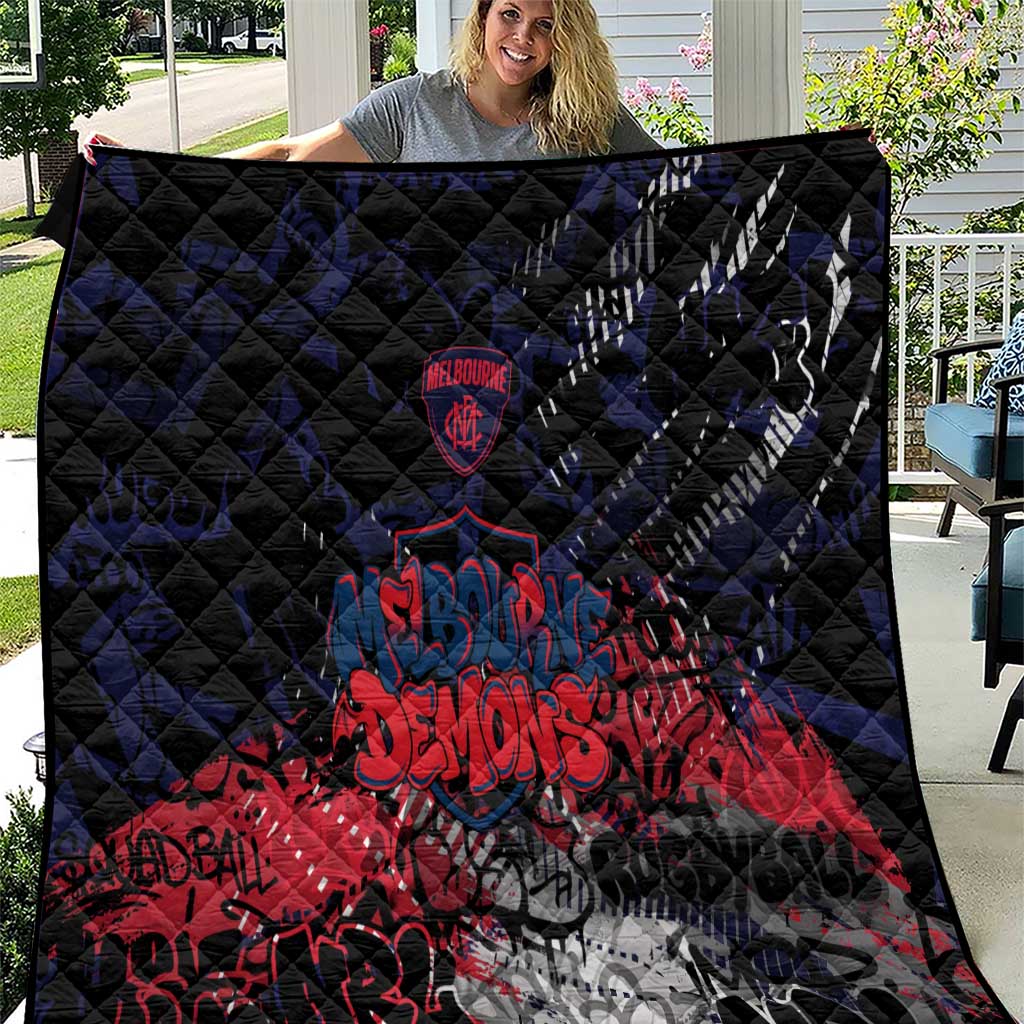 Melbourne Demons Quilt Urban Graffiti Street Art - Bold Abstract Spray Paint