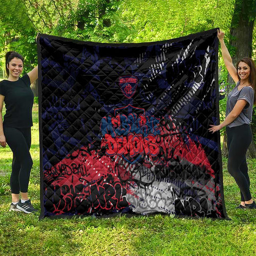 Melbourne Demons Quilt Urban Graffiti Street Art - Bold Abstract Spray Paint