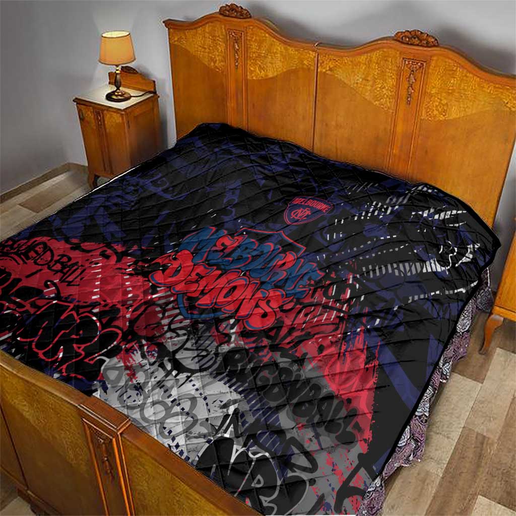Melbourne Demons Quilt Urban Graffiti Street Art - Bold Abstract Spray Paint