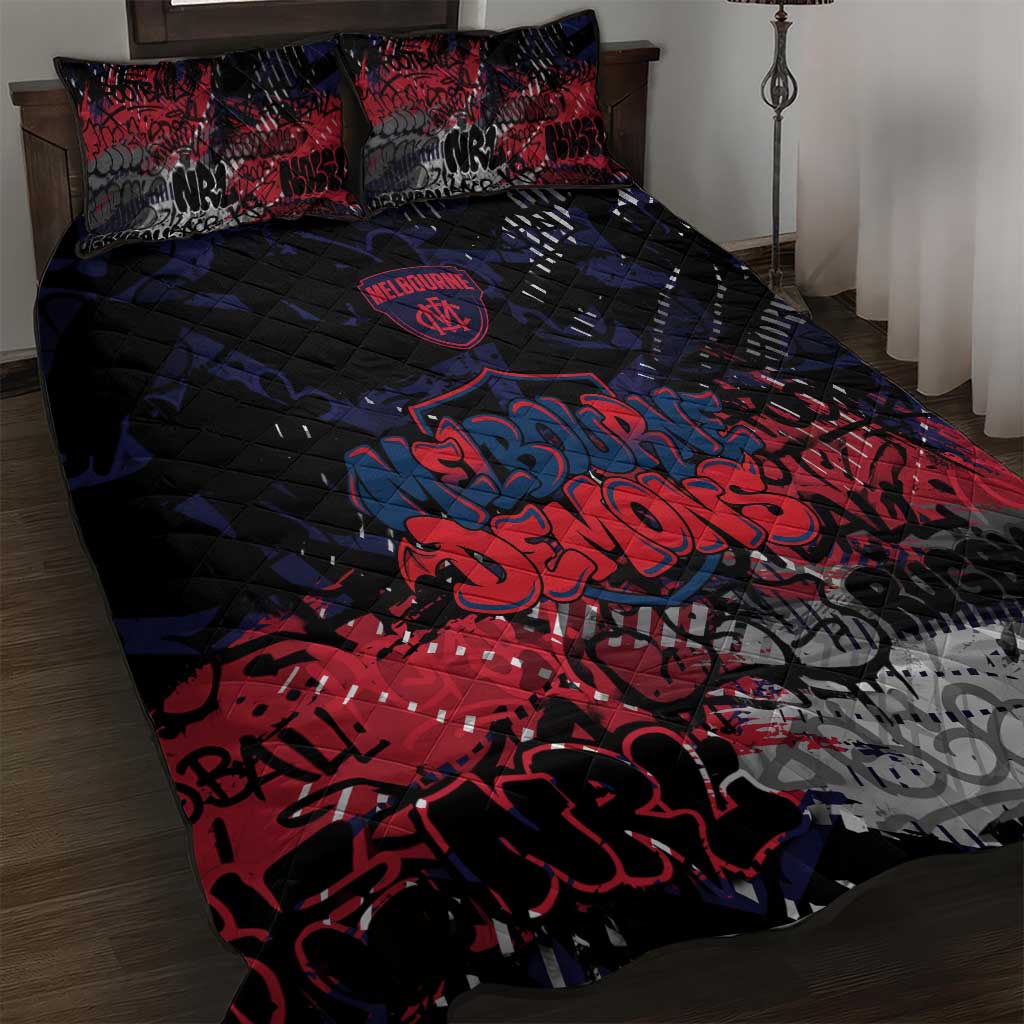 Melbourne Demons Quilt Bed Set Urban Graffiti Street Art - Bold Abstract Spray Paint