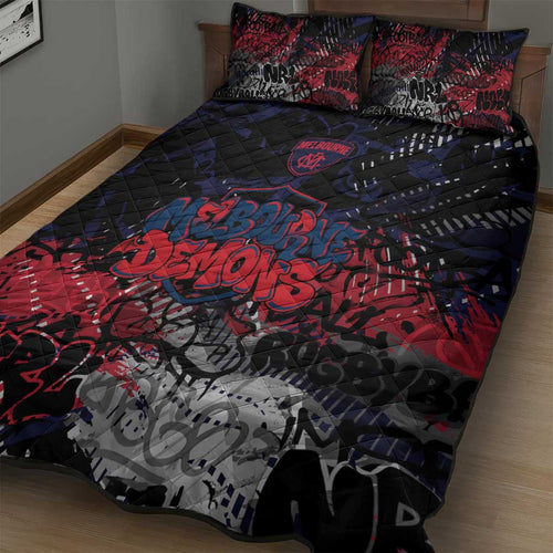Melbourne Demons Quilt Bed Set Urban Graffiti Street Art - Bold Abstract Spray Paint