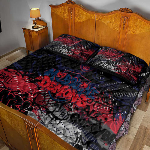 Melbourne Demons Quilt Bed Set Urban Graffiti Street Art - Bold Abstract Spray Paint