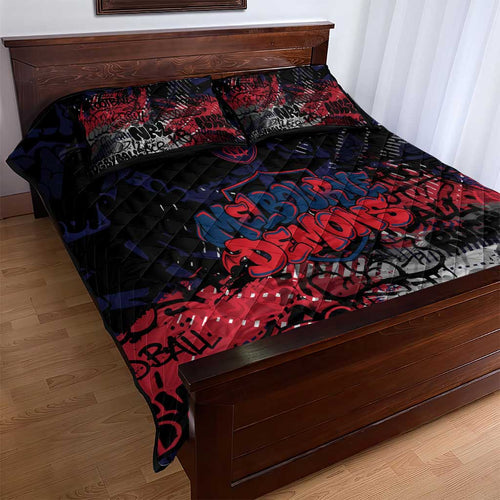 Melbourne Demons Quilt Bed Set Urban Graffiti Street Art - Bold Abstract Spray Paint
