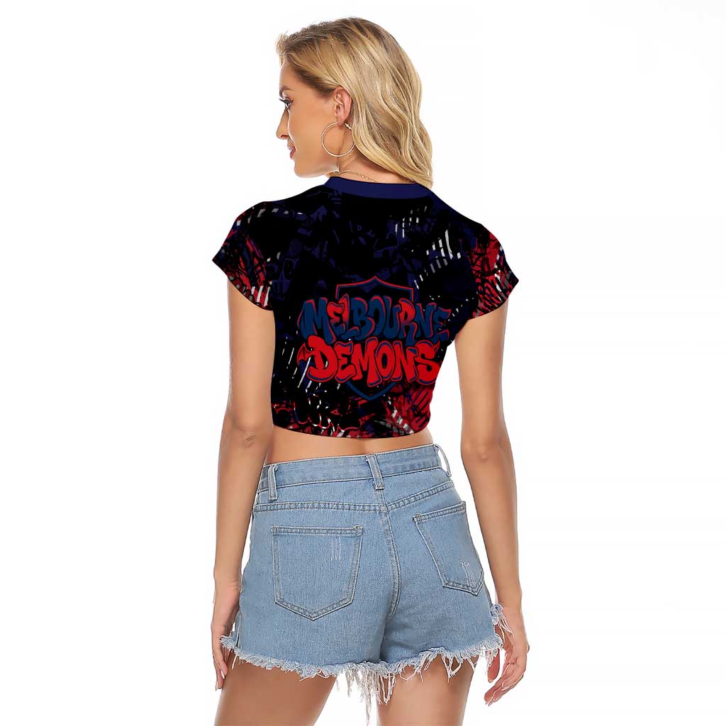 Melbourne Demons Raglan Cropped T Shirt Urban Graffiti Street Art - Bold Abstract Spray Paint