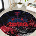 Melbourne Demons Round Carpet Urban Graffiti Street Art - Bold Abstract Spray Paint