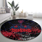 Melbourne Demons Round Carpet Urban Graffiti Street Art - Bold Abstract Spray Paint