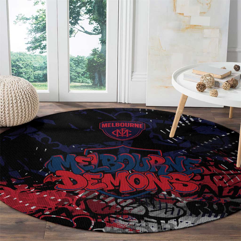 Melbourne Demons Round Carpet Urban Graffiti Street Art - Bold Abstract Spray Paint