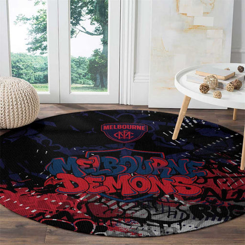 Melbourne Demons Round Carpet Urban Graffiti Street Art - Bold Abstract Spray Paint