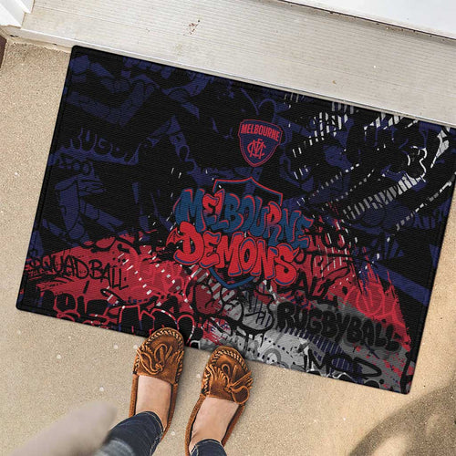 Melbourne Demons Rubber Doormat Urban Graffiti Street Art - Bold Abstract Spray Paint