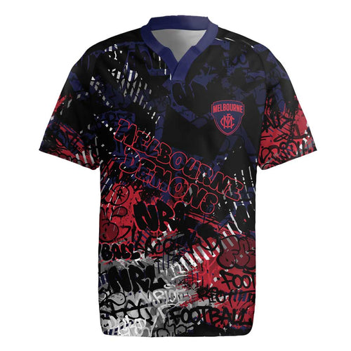 Melbourne Demons Rugby Jersey Urban Graffiti Street Art - Bold Abstract Spray Paint