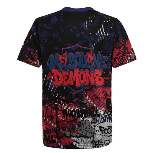 Melbourne Demons Rugby Jersey Urban Graffiti Street Art - Bold Abstract Spray Paint