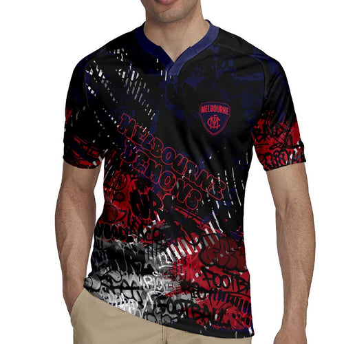 Melbourne Demons Rugby Jersey Urban Graffiti Street Art - Bold Abstract Spray Paint