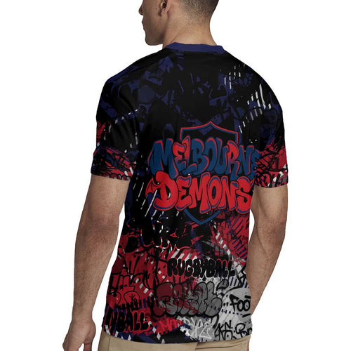 Melbourne Demons Rugby Jersey Urban Graffiti Street Art - Bold Abstract Spray Paint
