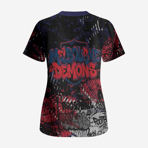 Melbourne Demons Scrub Top Urban Graffiti Street Art - Bold Abstract Spray Paint