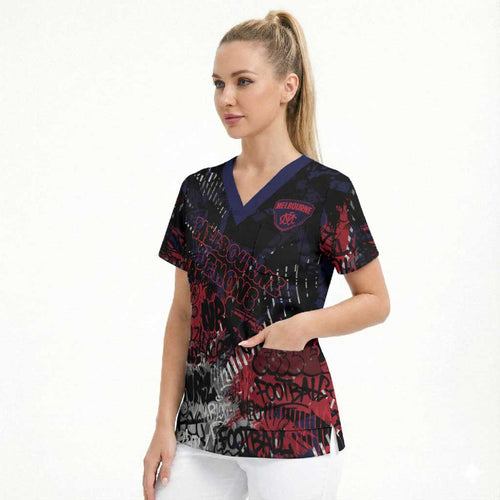 Melbourne Demons Scrub Top Urban Graffiti Street Art - Bold Abstract Spray Paint