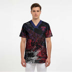 Melbourne Demons Scrub Top Urban Graffiti Street Art - Bold Abstract Spray Paint