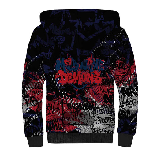 Melbourne Demons Sherpa Hoodie Urban Graffiti Street Art - Bold Abstract Spray Paint