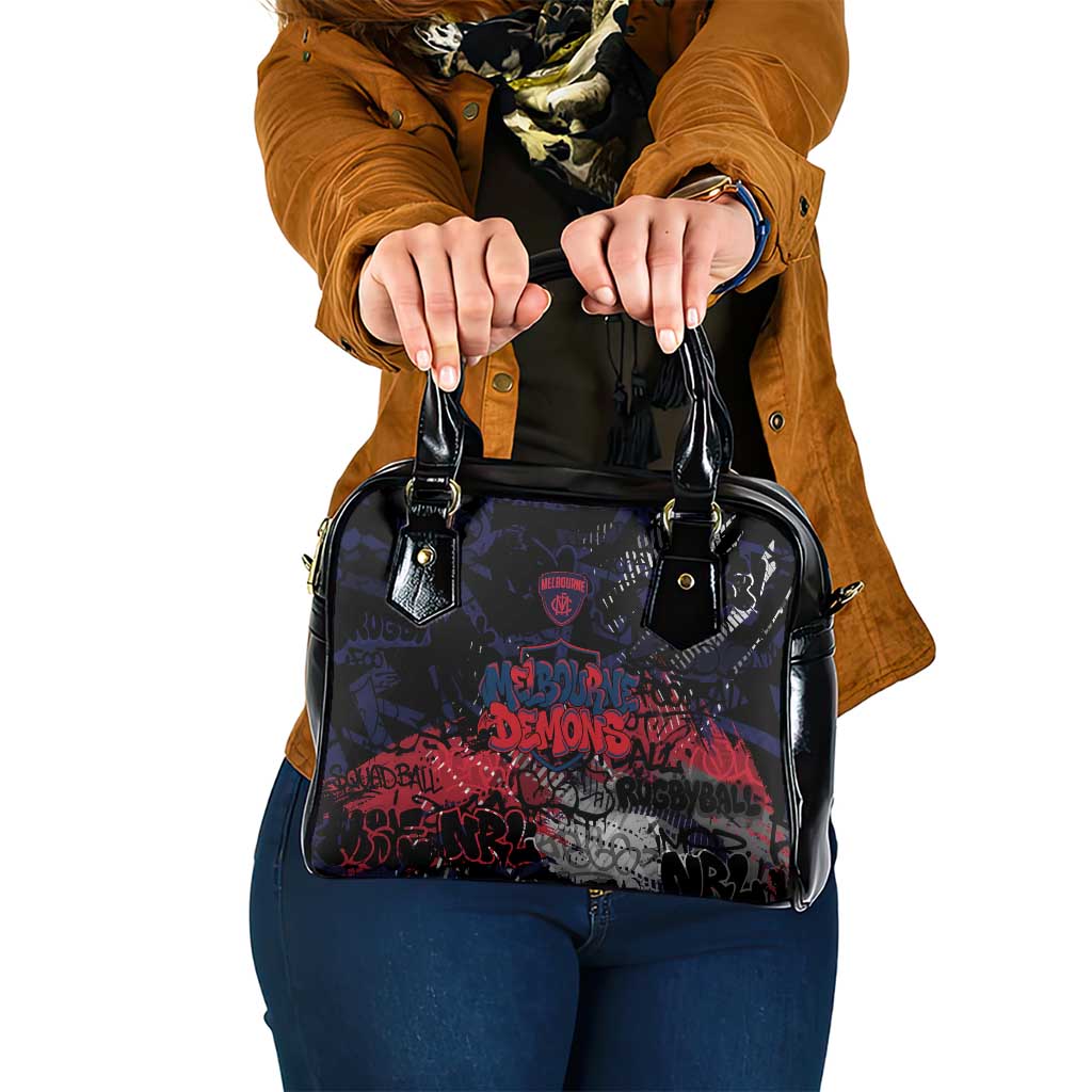 Melbourne Demons Shoulder Handbag Urban Graffiti Street Art - Bold Abstract Spray Paint